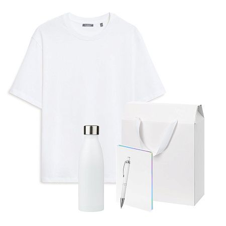 Набор с одеждой RUST (футболка, термобутылка, ежедневник, ручка), черный/белый, XS/S