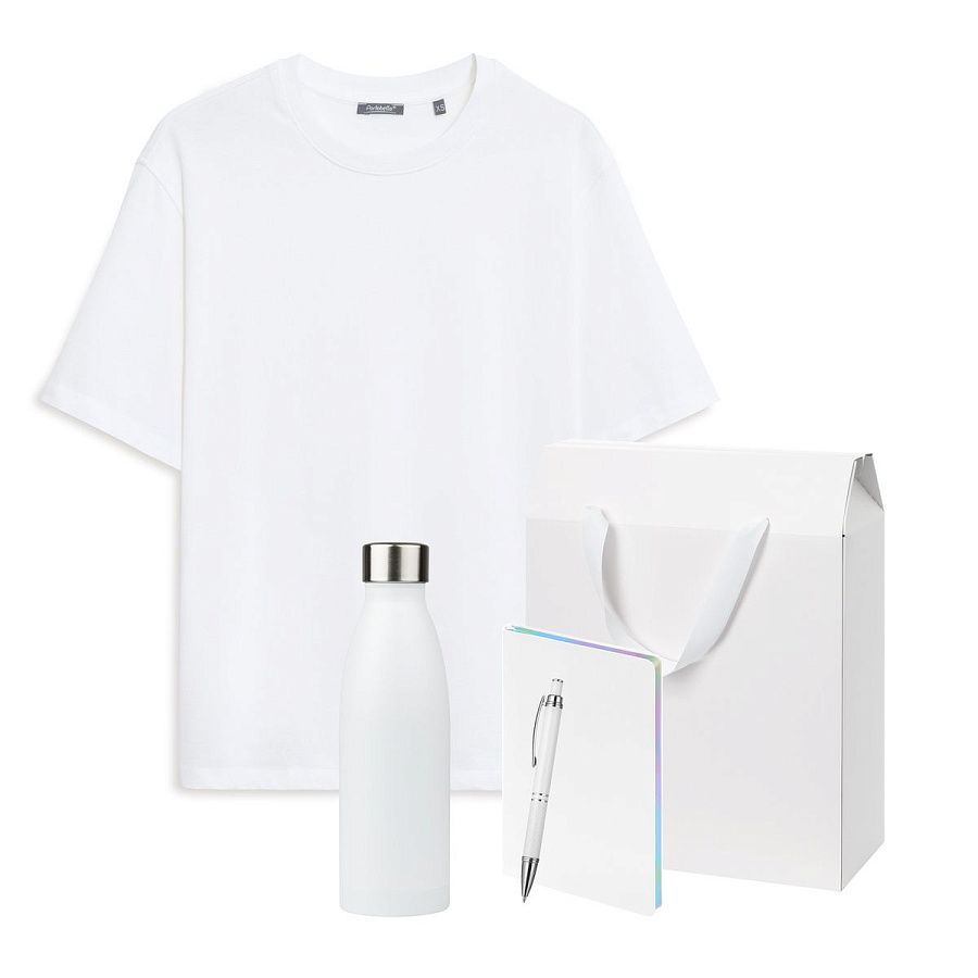 Набор с одеждой RUST (футболка, термобутылка, ежедневник, ручка), черный/белый, 3XL/4XL