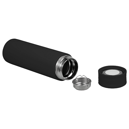 Термос Balance вакуумный стальной, 500 мл, пластиковая крышка, черный, матовый