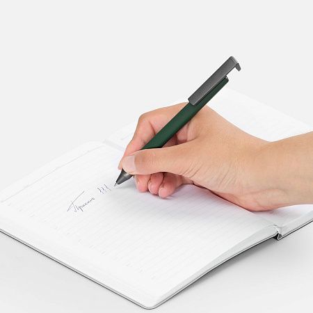 Ручка шариковая Standic с подставкой для телефона, зеленая