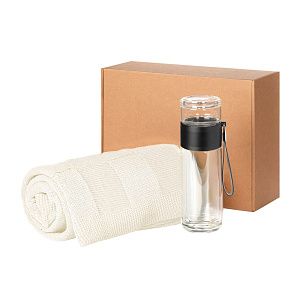 Подарочный набор Терсо (Terso), Селла (Cella), бежевый (плед, термобутылка)