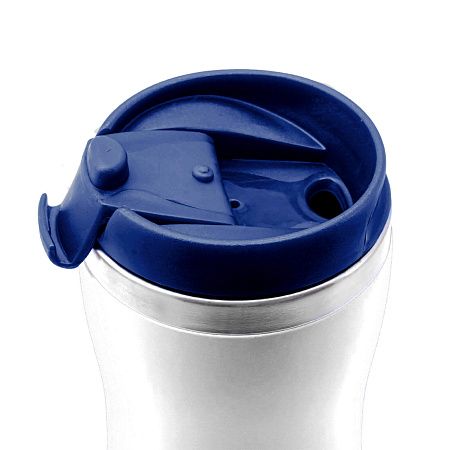 Термокружка SLIM WHITE 350мл. Белая с темно-синей крышкой 6032.14