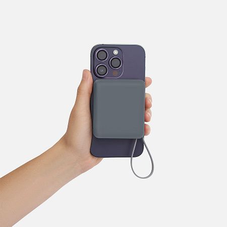 Внешний аккумулятор с подсветкой Риттер PD (Ritter PD) 10000mAh с функцией беспроводной зарядки 15W, серый