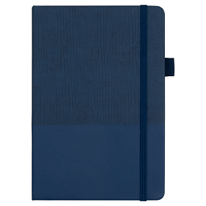 Блокнот А5 Burnie, в твердой обложке c резинкой и петлей для ручки в линейку, синий