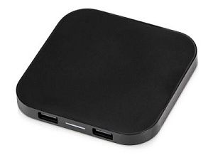 Беспроводная зарядка «Tile» с 2 USB-A, 5 Вт, цвет: черный