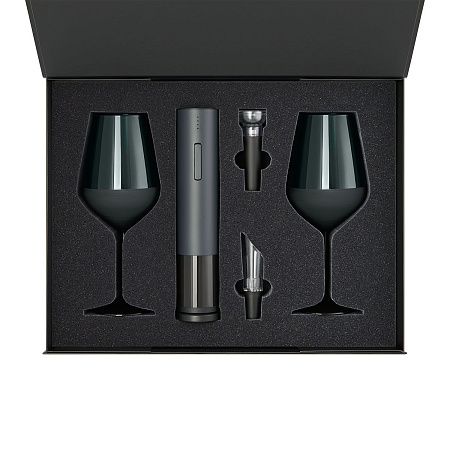 Подарочный набор 2 бокала для вина Emerald + набор для вина Sacramento в черной коробке