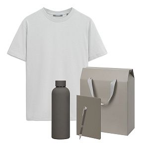Набор с одеждой KRIS (футболка, термобутылка, блокнот, ручка), серый, XL