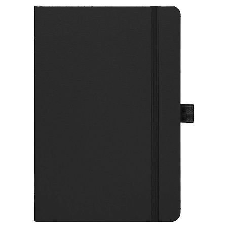 Блокнот Alfa Polo Line А5 в линейку матовый, черный, в твердой обложке с черной резинкой и петлей для ручки