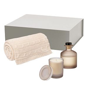 Подарочный набор Mizu, Fado, бежевый (свеча, диффузор, плед)