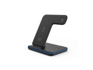 Беспроводное зарядное устройство для гаджетов "3-в-1" с технологией QI «WS-302», цвет: черный