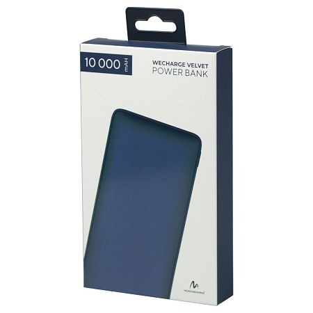 Внешний аккумулятор (powerbank) «WeCharge Velvet», 10 000 mAH, 5V -2A , c цифровым дисплеем для контроля заряда, темно-синий