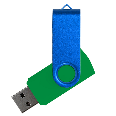 Флеш накопитель USB 2.0 Twister Сolor Mix 16GB, пластик Софт Тач/металл, зеленый/синий