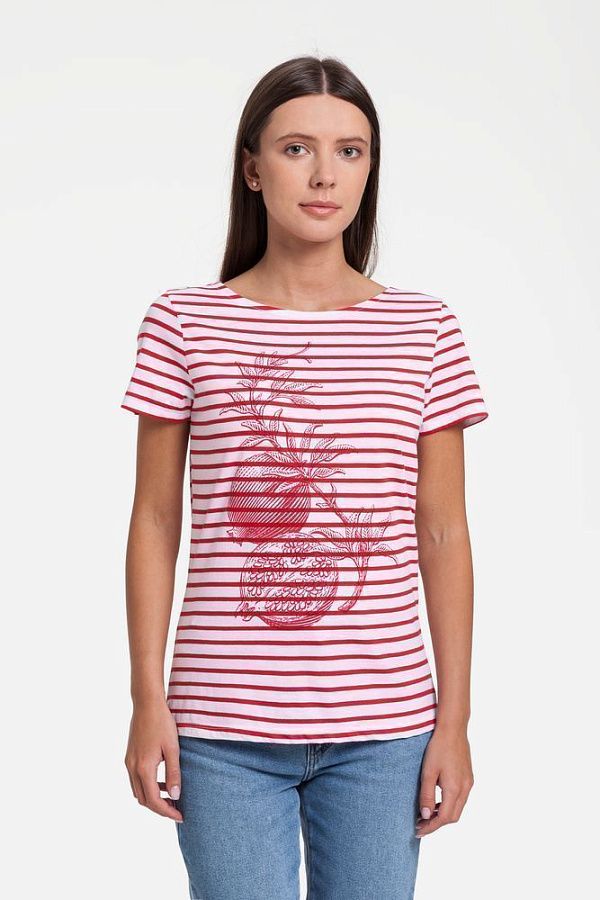 Футболка женская Grand Granat New, белая с красным, размер XS