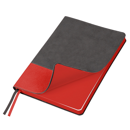 Ежедневник Flexy Treviso Nuba Sand Color А5, серый/красный, недатированный, в гибкой обложке