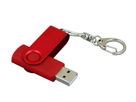 USB 3.0- флешка промо на 128 Гб с поворотным механизмом и однотонным металлическим клипом