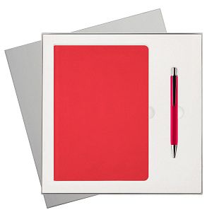 Подарочный набор Latte soft touch, красный (ежедневник, ручка)