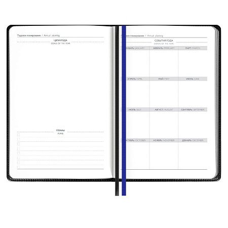 Ежедневник Alanis, недатированный, черный с синим