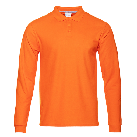 Рубашка поло мужская STAN длинный рукав хлопок/полиэстер 185, 104S, Оранжевый,  (28/1)  (48/M)