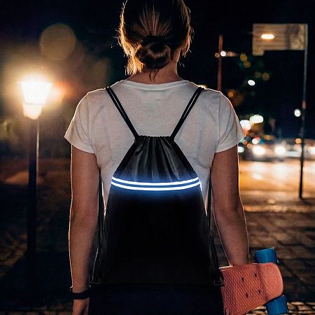 Рюкзак мешок "Shift" со светоотражающей молнией, чёрный, 36*41 см, полиэстер 210D