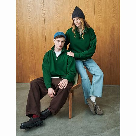 Толстовка на молнии унисекс Флоу (Flow), зеленая, размер 3XL/4XL