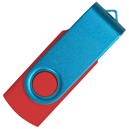 Флеш накопитель USB 2.0 Twister Сolor Mix 16GB, пластик Софт Тач/металл, красный/голубой