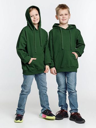 Худи детское Kirenga Kids 2.0, темно-зеленое, размер 8 лет (118-128 см)