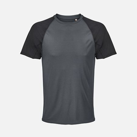 Футболка спортивная унисекс Vortex, черная с темно-серым, размер L