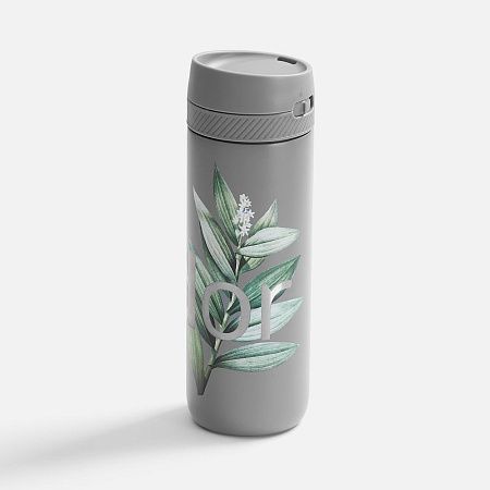 Термостакан X1 с цветной кнопкой, серый с оранжевым