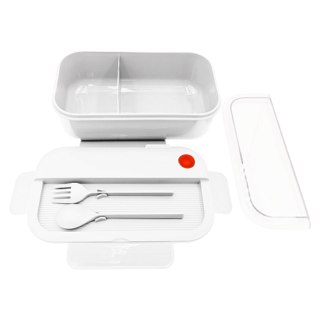 Герметичный контейнер для еды (ланч бокс) BON VOYAGE, пластиковый, белый с красным элементом, 1100 мл.