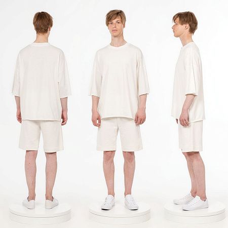 Футболка унисекс оверсайз T1, молочно-белая, размер M/L