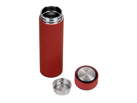 Термос стальной Traveler двухстеночный с вакуумной изоляцией, софт тач, 450 мл, красный