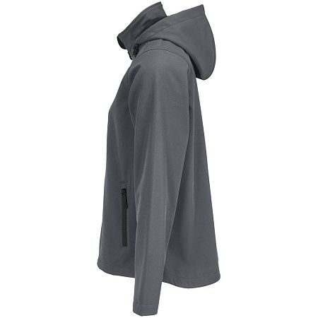 Куртка софтшелл с капюшоном женская Race Women, темно-серая, размер 3XL