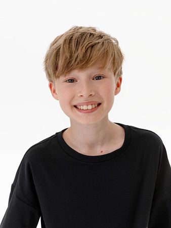 Футболка детская оверсайз Teezer, черная, размер 8 лет (122-128 см)