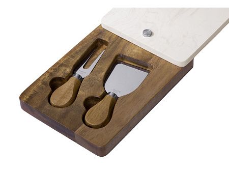 Набор для сыра в коробке из акации и мрамора «Fontina»