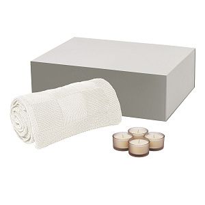 Подарочный набор Сенто (Sento), Селла (Cella), бежевый (свеча, плед)
