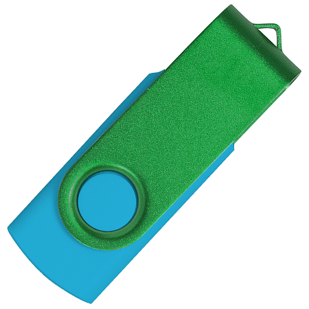 Флеш накопитель USB 2.0 Twister Сolor Mix 16GB, пластик Софт Тач/металл, голубой/зеленый