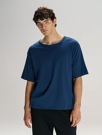 Футболка оверсайз унисекс Vozduh, темно-синяя, размер M/L