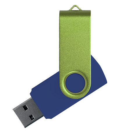 Флеш накопитель USB 2.0 Twister Сolor Mix 16GB, пластик Софт Тач/металл, темно-синий/светло-зеленый