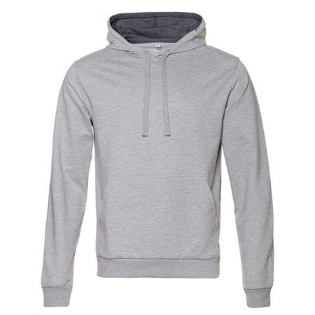 Худи унисекс STAN футер без начёса с контрастным капюшоном 260, 23, Серый меланж,  (50/60)  (42/XXS)