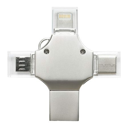 Флешка XENON 4в1 Серебристая 4444.06.64ГБ3.0