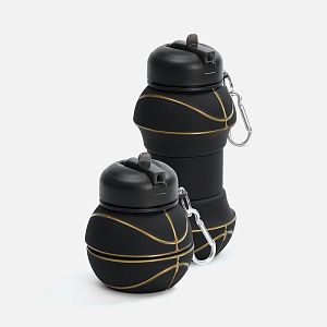 Складная бутылка для воды Basketball Flex, черная