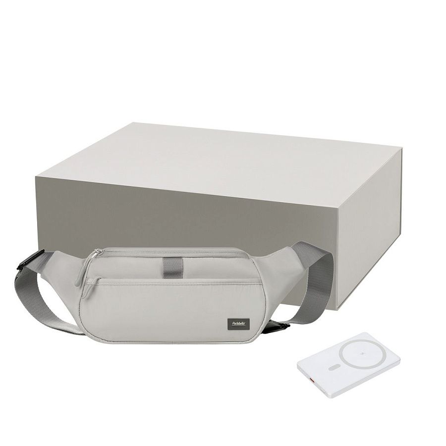 Подарочный набор Бостон (Boston), Атлантис (Atlantis), серый (поясная сумка, аккумулятор)