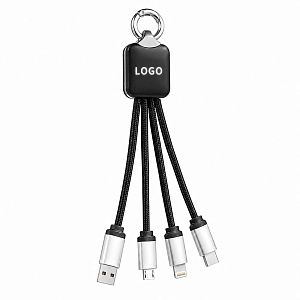 Кабель - брелок Plug с подсветкой гравировки, черный