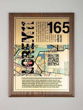 Плакетка Plaque XL, венге с золотистой пластиной