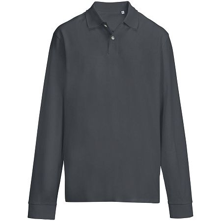Рубашка поло унисекс с длинным рукавом Pacific LSL, темно-серая (графит), размер M