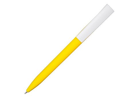 Ручка шариковая, пластиковая, софт тач, желтая/белая, Zorro