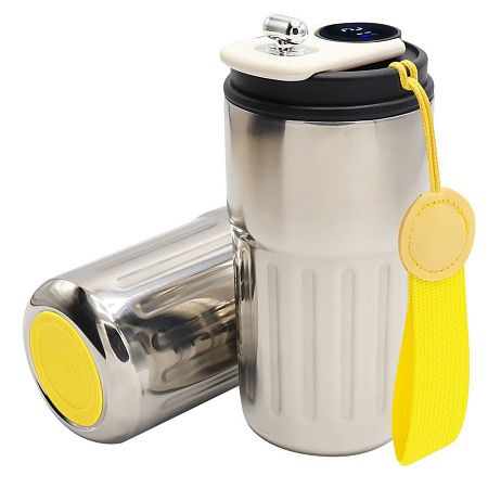 Термокружка Ashly To Go, серебристая/жёлтая