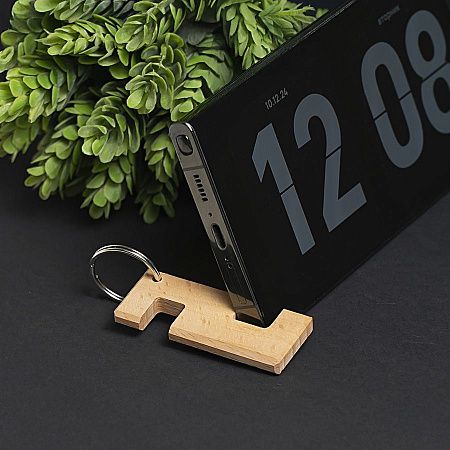 Брелок-подставка для телефона, 6 x 2,5 x 0,7 cм. Пазы 1 и 1,4 см, бук