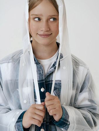 Дождевик детский RainDrop Kids, белый, размер 10 лет (130-140 см)