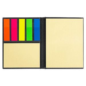 Набор цветных бумажных стикеров Stick and Fun в твердом переплете, 50 листов в блоке, размер 8*10,5*1 см, черный